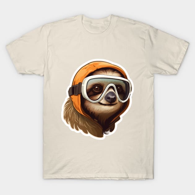 Sloth Wearing Ski Goggles T-Shirt by VelvetRoom